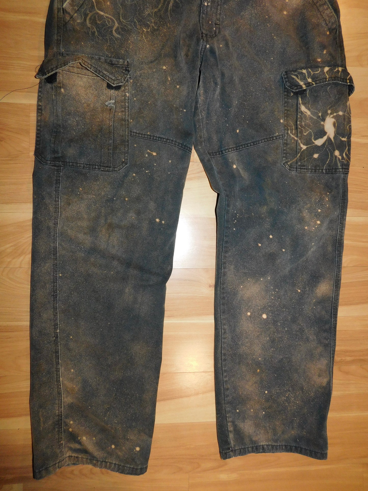 Acid Wash Bleach Cargo Pants
