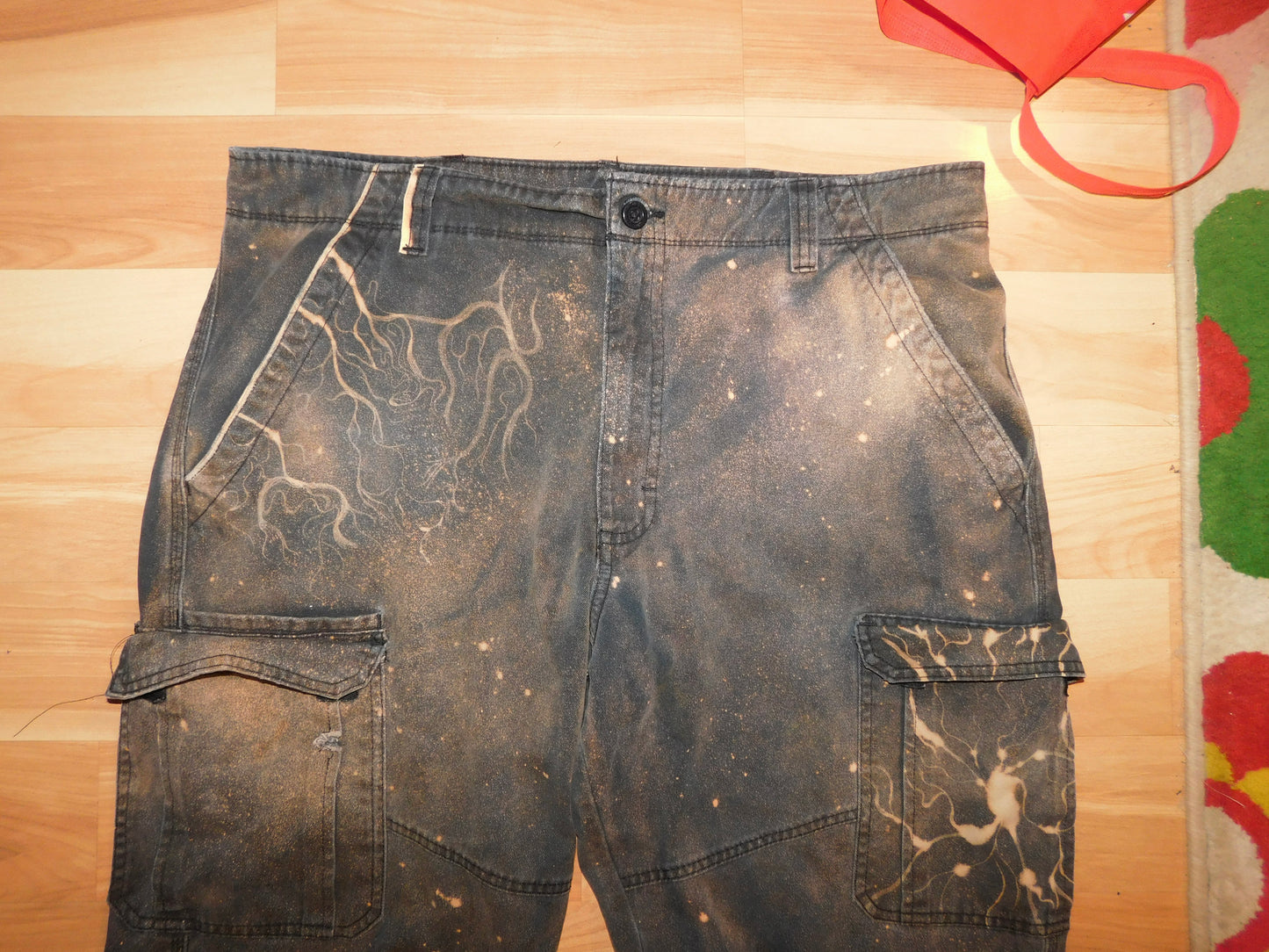 Acid Wash Bleach Cargo Pants