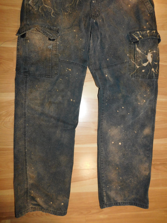 Acid Wash Bleach Cargo Pants