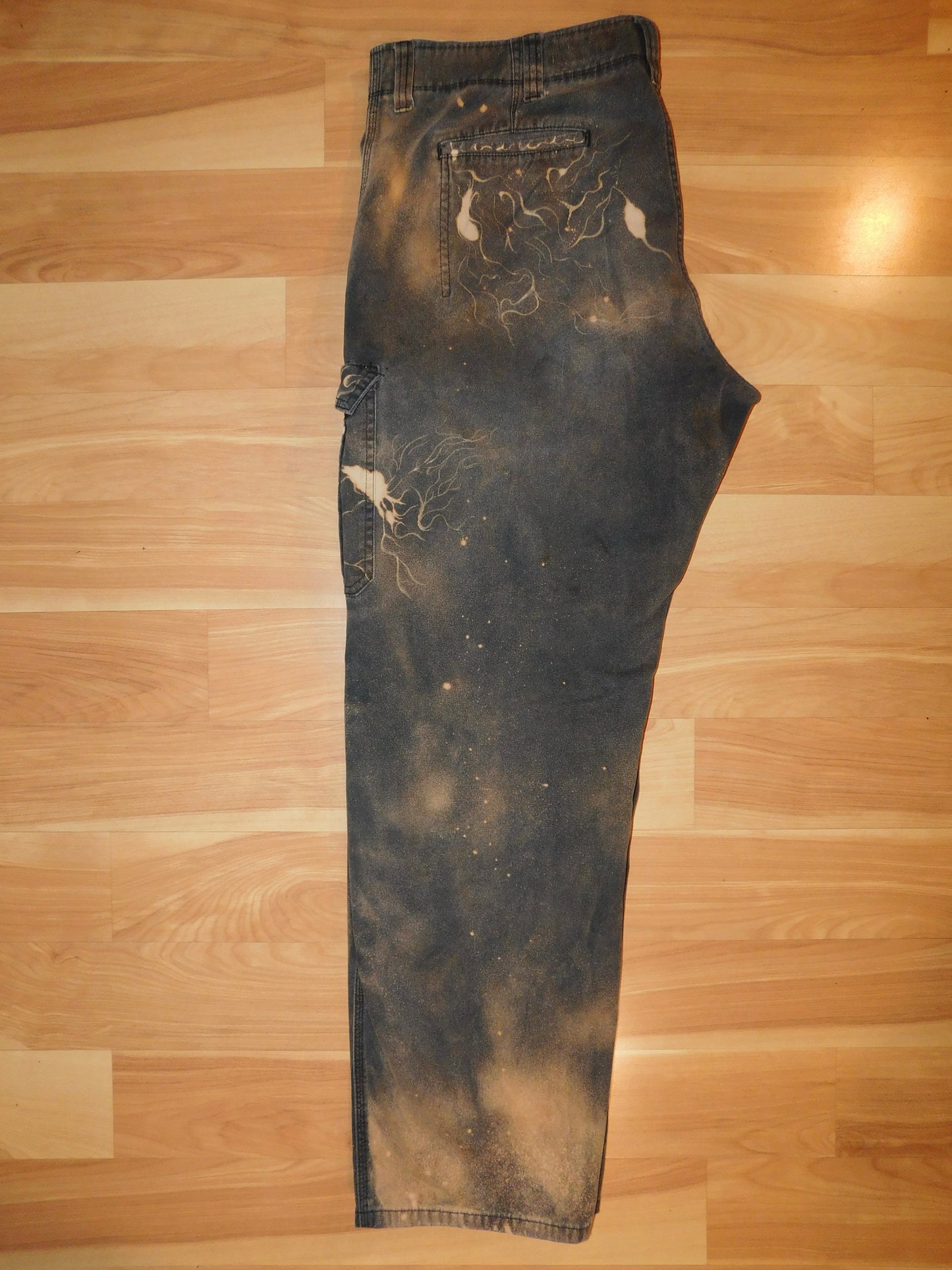 Acid Wash Bleach Cargo Pants